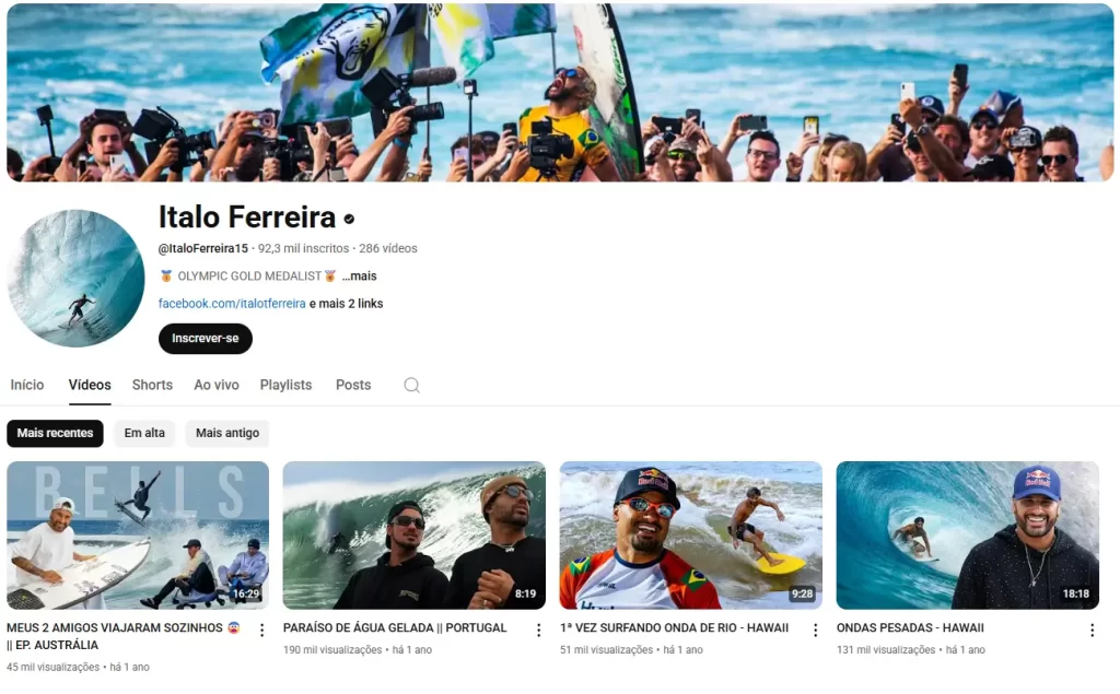 Canal de Youtube Italo Ferreira